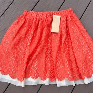 Francesca’s Size Small S Orange Lace Fall Skirt Boho Jella Couture Boutique